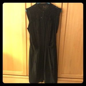 Rebecca Taylor Black Lace Detail Silk Dress